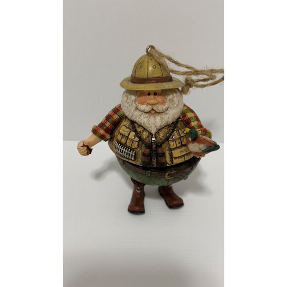 Vintage Hunter Santa Christmas Ornament With Duck & Binoculars - Picture 2 of 15